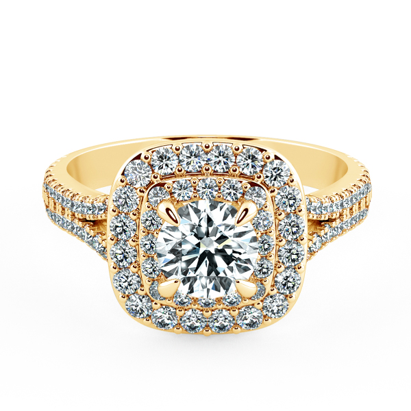 Double Halo Cushion Engagement Ring with Eternity Band NCH2302 1